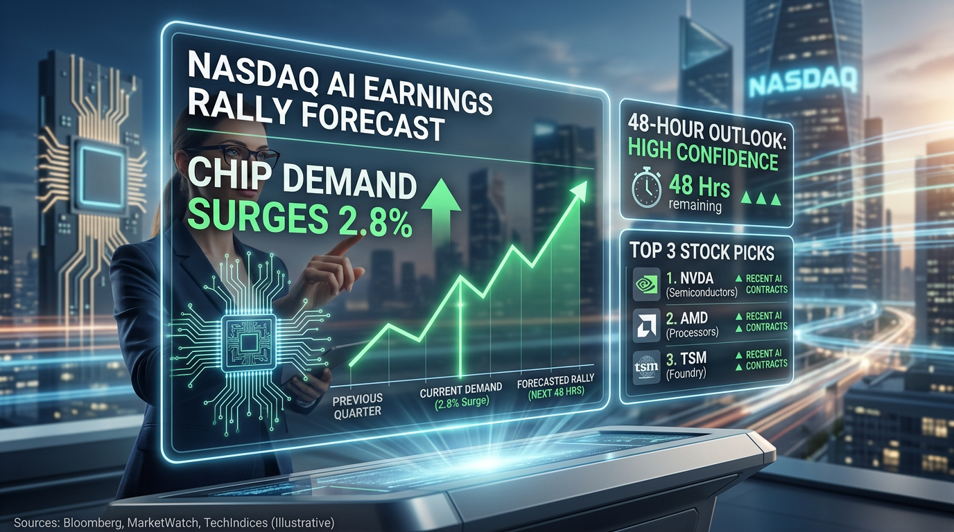 Nasdaq AI earnings rally forecast: Chip Demand Surges 2.8%—48-Hour Outlook & 3 Picks